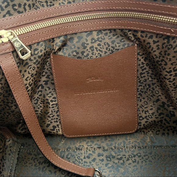 Longchamp Le Pliage Heritage Brown Leather Satchel Tote - Picture 8 of 10